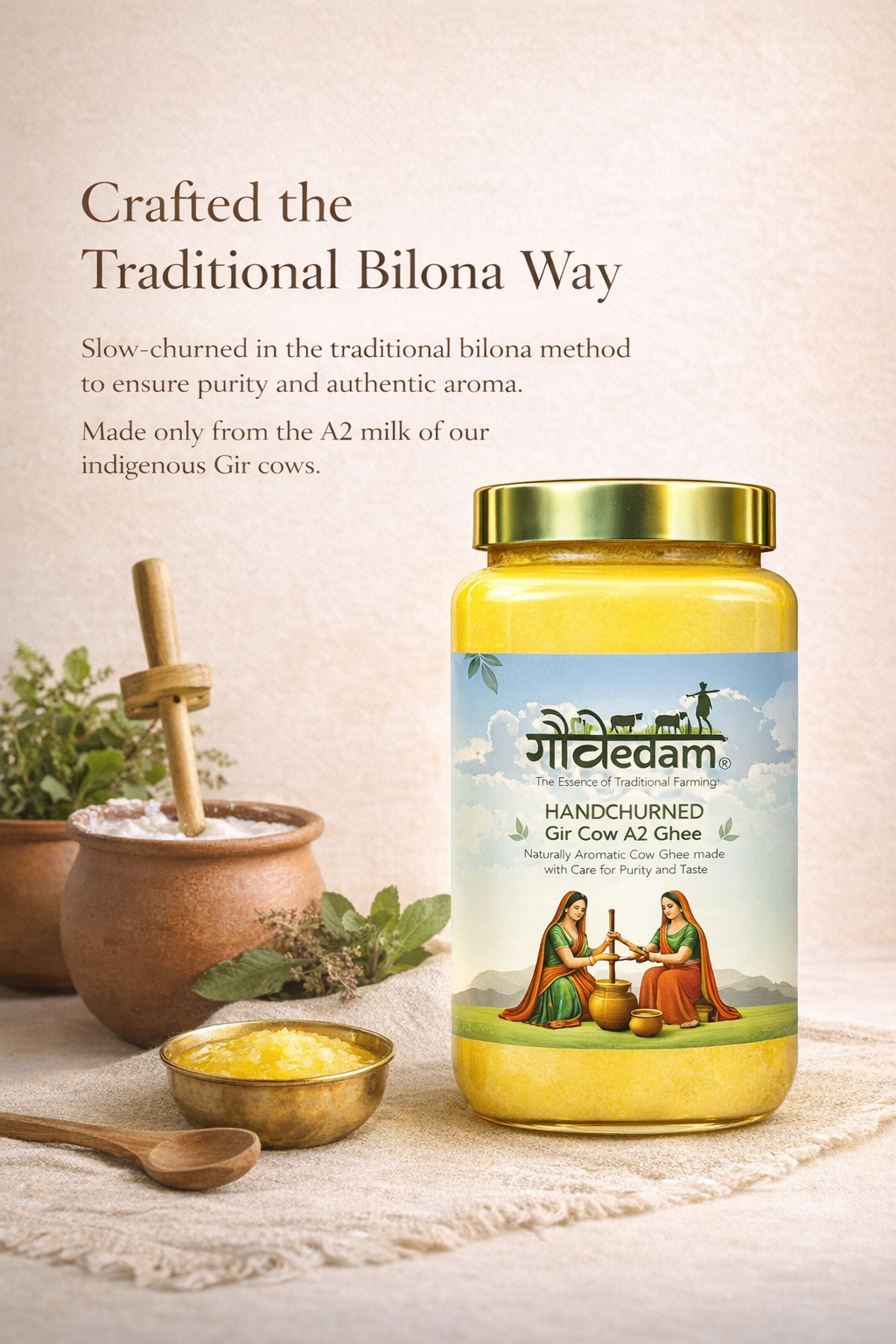 Handchurned Gir Cow A2 Ghee – Pure Tradition in Every Spoon