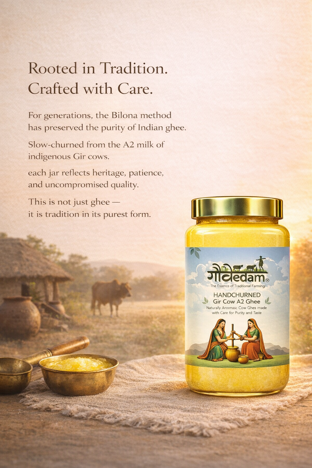 Handchurned Gir Cow A2 Ghee – Pure Tradition in Every Spoon